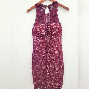 Womens Lace Burgundy Dress Size9
